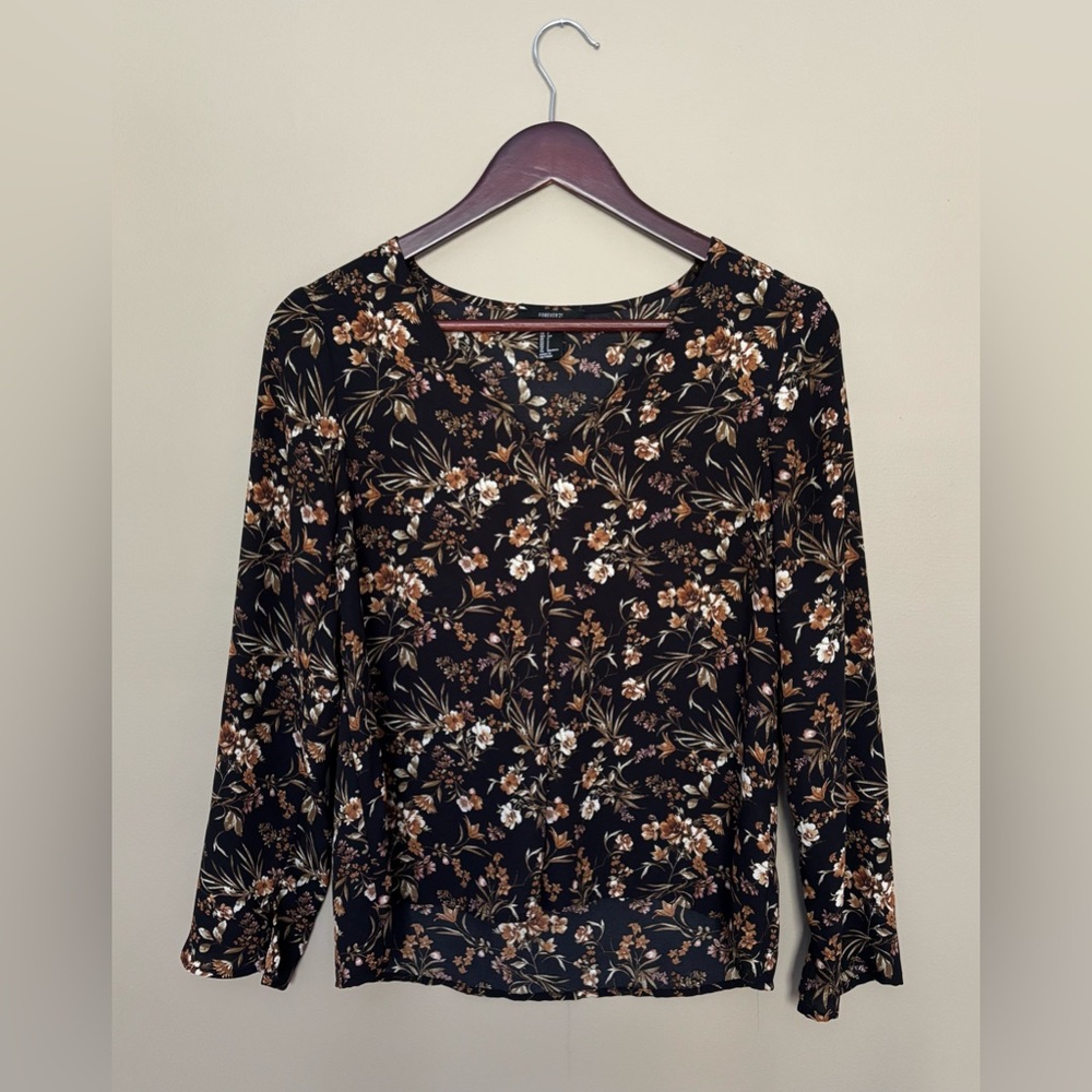 Forever 21 Black Floral Blouse